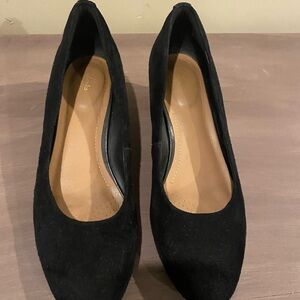 Clarks Black Suede Wedge Shoe
